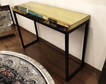 Metal Glass Console Table