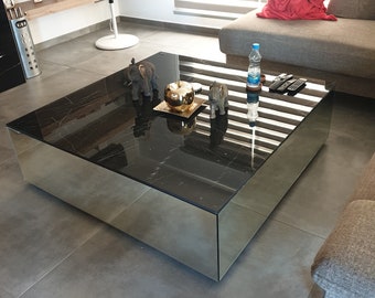 Luxury Center Coffee Table - Glass Mirror - Porcelain Top