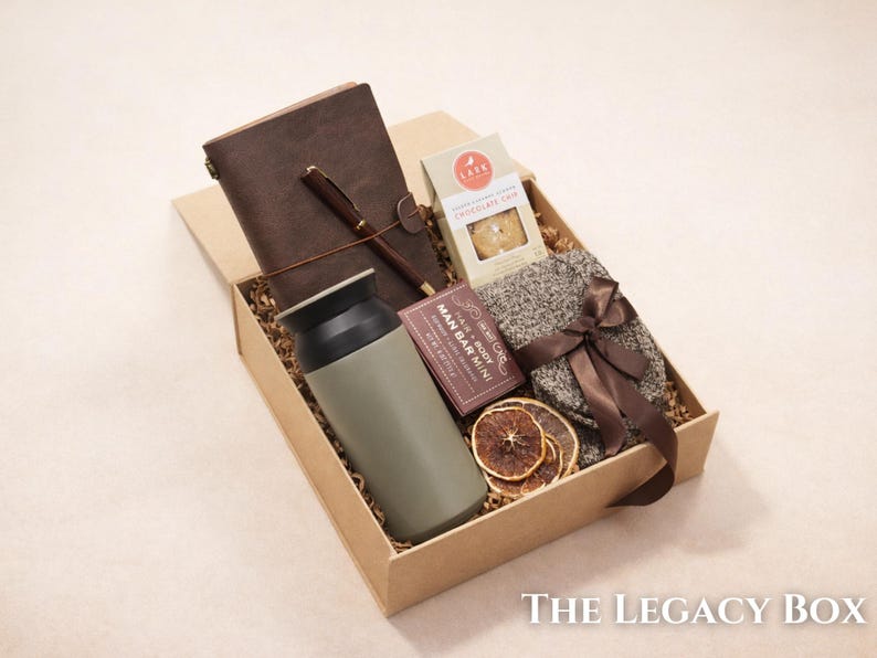 Thinking of you care package for him with a professional aesthetic.