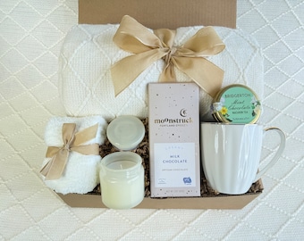 Cozy Birthday Gift Box: Blanket, Candle & Artisan Chocolate