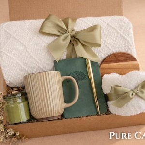 After surgery recovery care package for women with a neutral aesthetic healing gift box.
