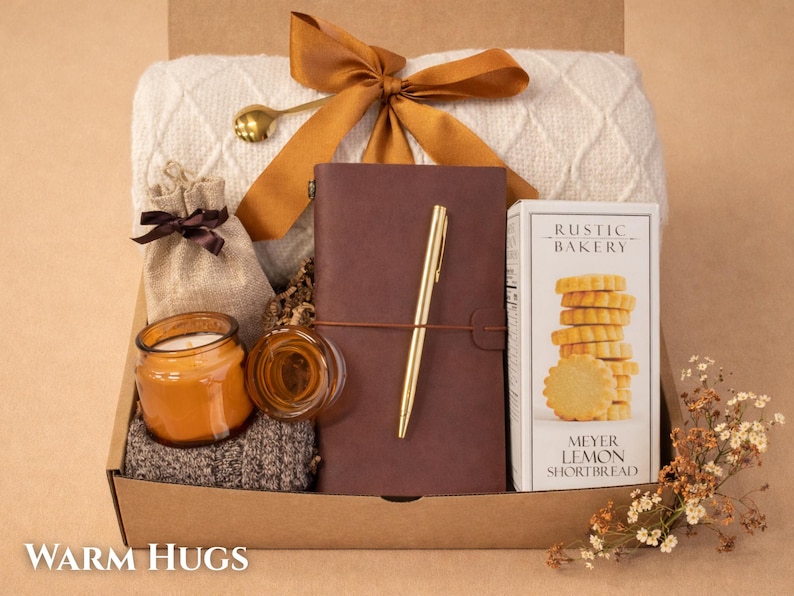 Funeral gift alternative care package with soft textures and calming scents for bereavement support