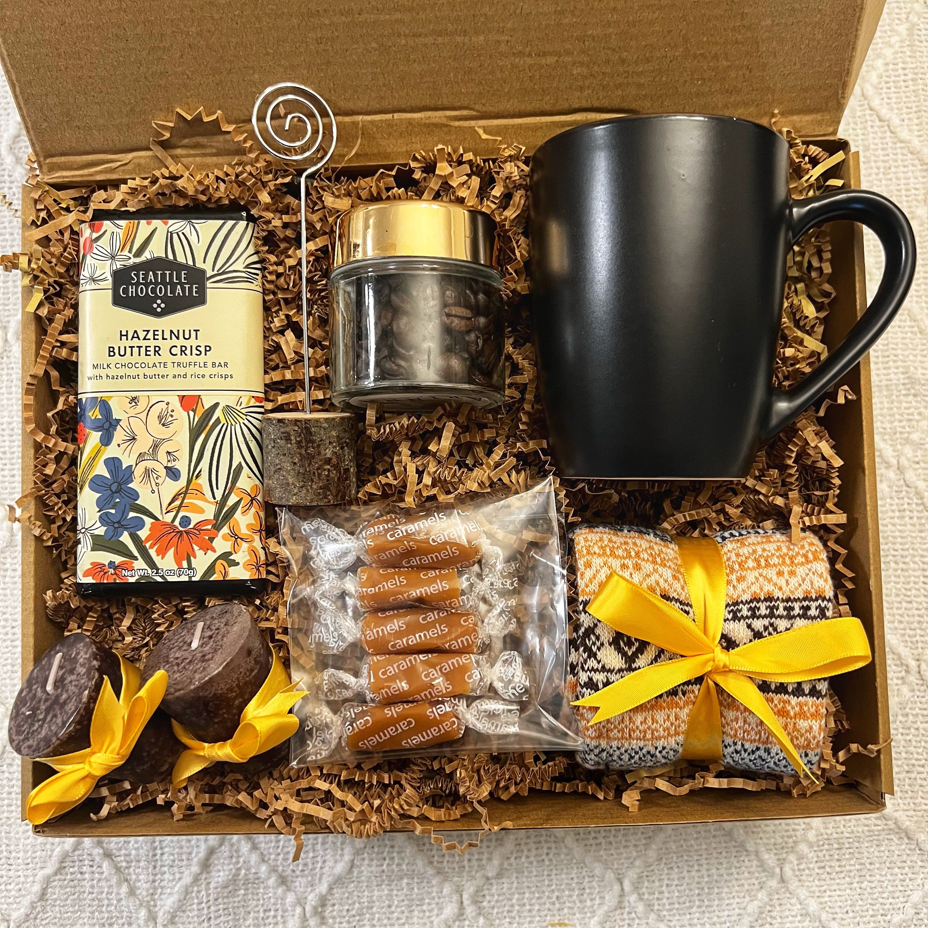 Happy Birthday Gift Box for Men, Unique Gifts Him, Man Basket Set Brown