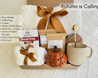 Birthday Gift Box for Her, Autumn Gifts, Fall Gift Basket with Blanket