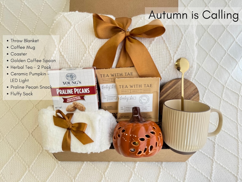 Birthday Gift Box for Her, Autumn Gifts, Fall Gift Basket with Blanket