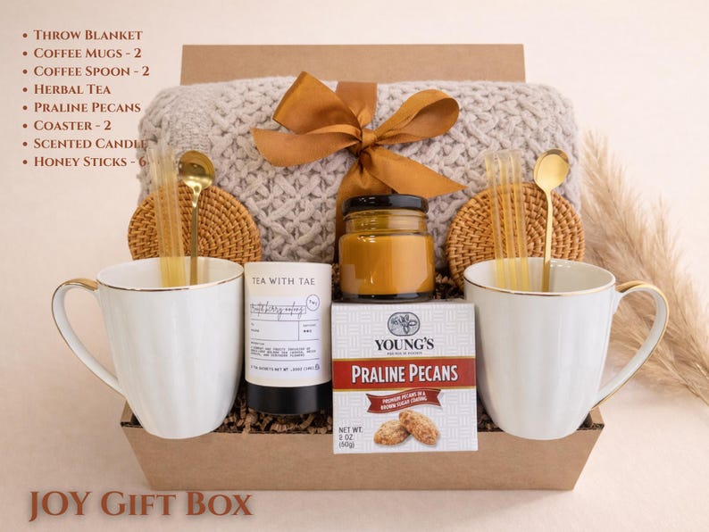 Joy gift box for realtor closing gift, new home gift basket and client thank you gift in kraft box