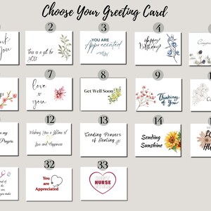 May include: A grid of 15 greeting cards with various designs and messages. The cards feature watercolor illustrations of flowers, hearts, and other designs. The messages include "Thank You", "Get Well Soon", "Thinking of You", "Deepest Condolences", "Sending Love and Hugs", and more.
