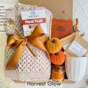 Fall Gift Box with Blanket, Thanksgiving Gift Basket, Thank You Gifts