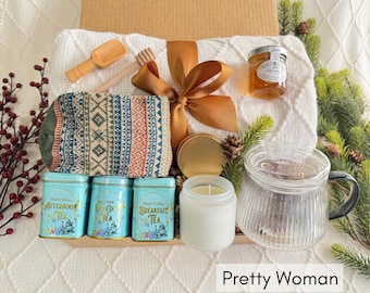 Tea Gift Set with Blanket, Tea Lovers Gift Box, Tea Time Essentials Gift Box, Luxury Tea Set, English Loose Leaf Tea