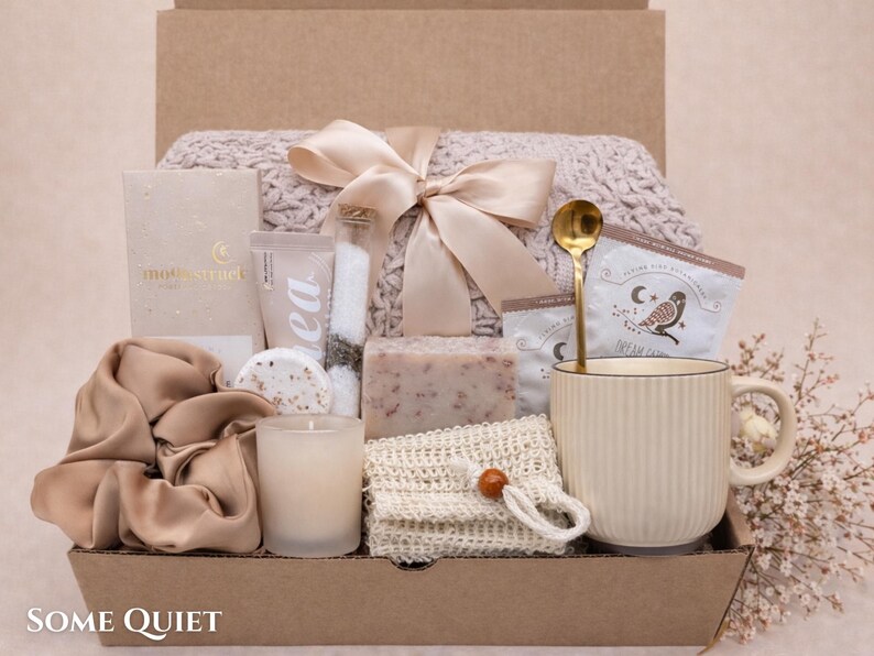 Pamper care package for her, designed for a relaxing home spa experience.