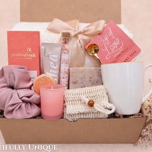 Self care bath set with high-quality handmade soap and organic tea.
