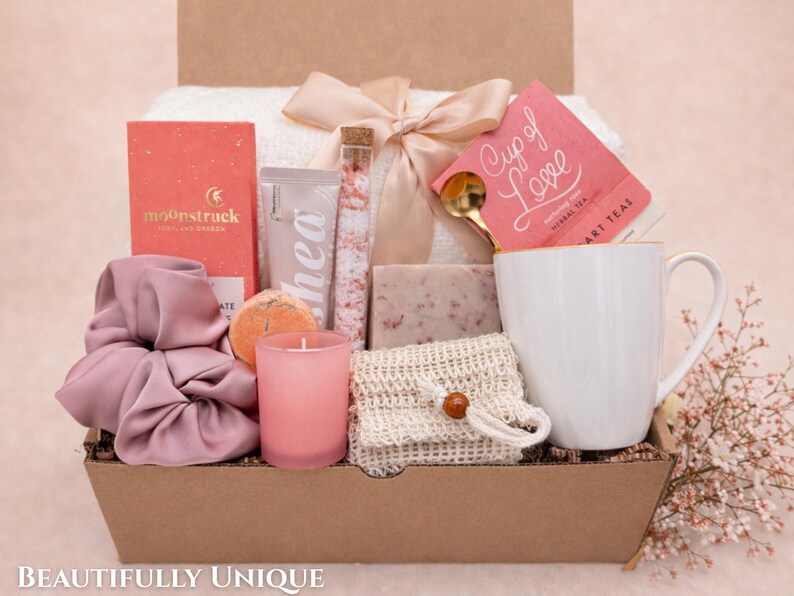 Self care bath set with high-quality handmade soap and organic tea.