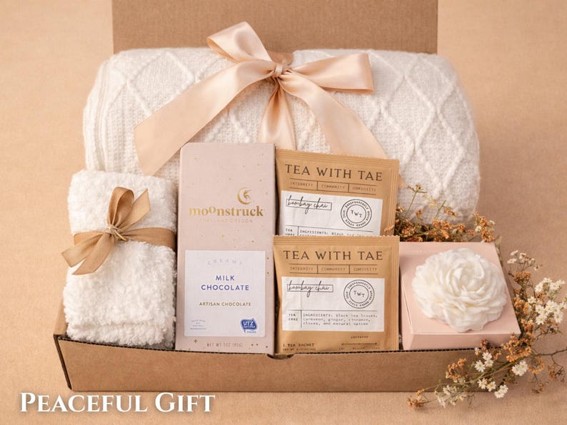 Deepest sympathy gift basket for grieving friend with high-quality comfort essentials and blanket
