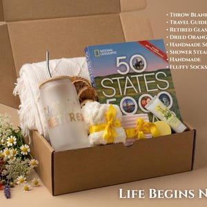 Retirement Gift Box for Women, Men, Coworker, Thank You Gifts for Mentor Life Begins Now