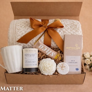 Get well soon box for women with a luxury white and cream comfort gift set.