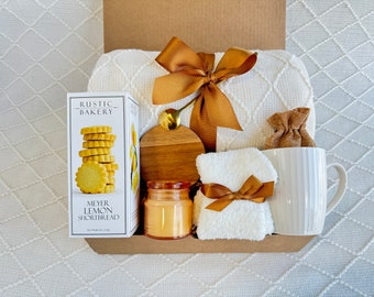 Cozy Birthday Gift Box for Her: Blanket, Biscotti & Candle