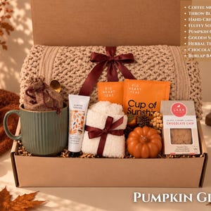 Caja de regalo Hygge de otoño para ella, Pensando en ti, Cesta de regalo de otoño para desear pronta recuperación