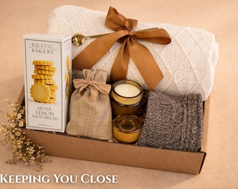 In Loving Memory Gift Box, Sympathy Care Package with Blanket, Memorial Keepsake Basket