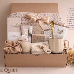 Minimalist "Some Quiet" Care Package featuring neutral-toned relaxation essentials and a calming aromatherapy set.