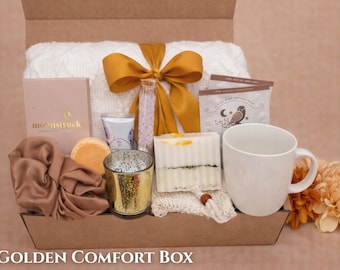 Spa Gift Box for Women, Pamper Self Care Package for Her with Blanket