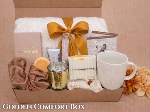 Spa Gift Box for Women, Pamper Self Care Package for Her with Blanket
