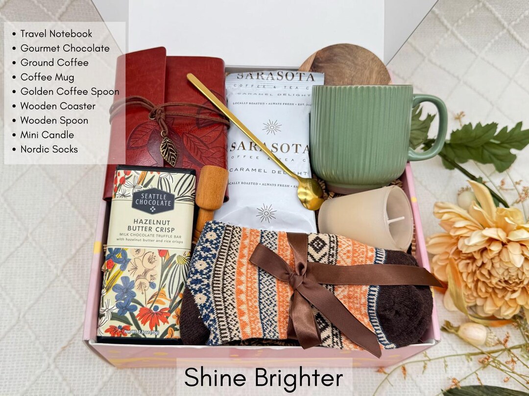 Coffee Gift Box: Journal, Mug, Socks & Chocolate Espresso Beans - Etsy