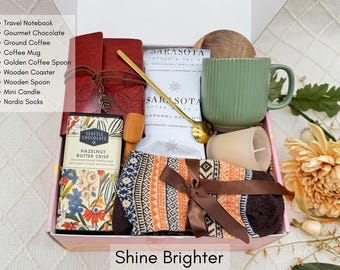 Coffee Gift Box: Journal, Mug, Socks & Chocolate Espresso Beans