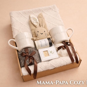 Caja de regalo para revelar el embarazo para futuros padres, mamá y papá, primer trimestre