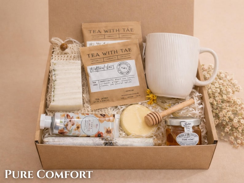 Thinking of you gift box for surgery recovery with a luxury self-care theme.
