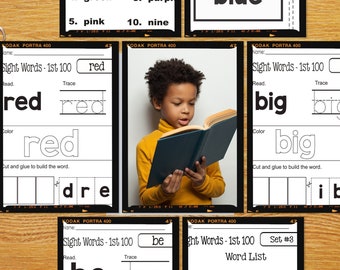 Eerste activiteitenbundel met 100 zichtwoorden. Kleuterschool, eerste leerjaar. Leesbereidheid. inclusief Flashcards