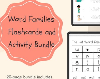 Woordfamilies Flashcards en activiteitenbundel. Opkomende lezers en schrijvers. Werkbladen voor thuisonderwijs.