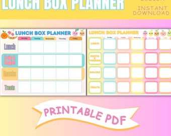 Bundel lunchboxplanner: kinderen back-to-school (digitale download)