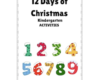 12 dagen kerstactiviteitenpakket | Wiskunde- en ELA-werkbladen feestdagen + kleurplaten | Bonus-kerstactiviteitplacemat