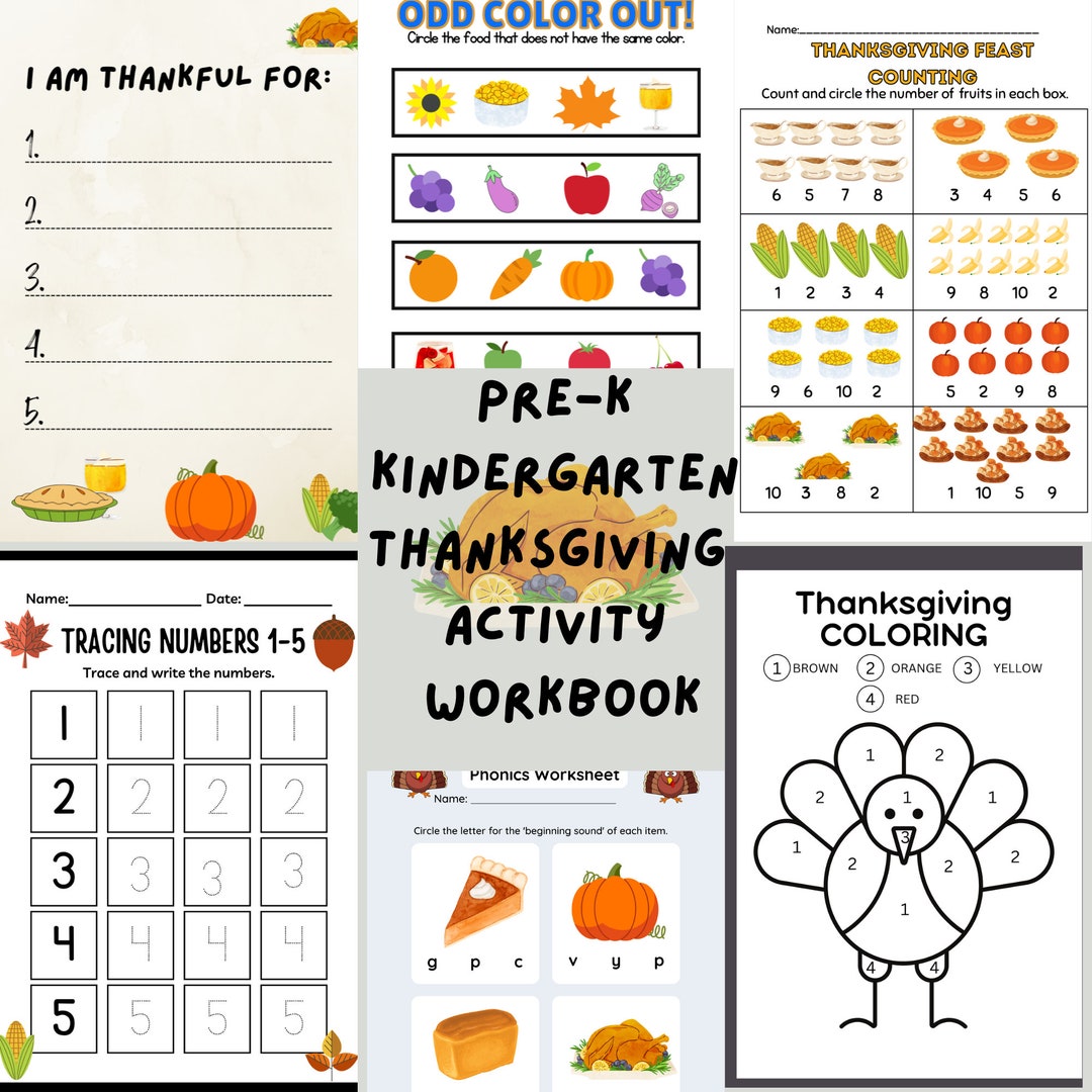 Thanksgiving Activity Worksheets for Pre-k Kindergarten. Preschool