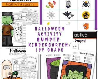 Halloween Math & ELA Activity Bundle: Kindergarten-First Grade (Digital Download)