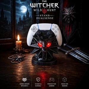 Suporte para DUALSENSE com olhos de LED do The Witcher 3