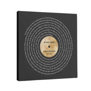 Canvas Anniversary Gift - Sound Wave with Song Lyrics - Personalized Metal Wall Art - Wedding First Dance  #S16
