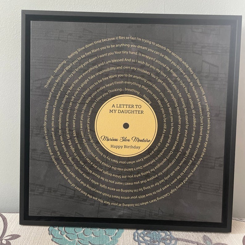 Custom Song Lyrics Wall Art. Metallic Vinyl Song Lyrics Print for the