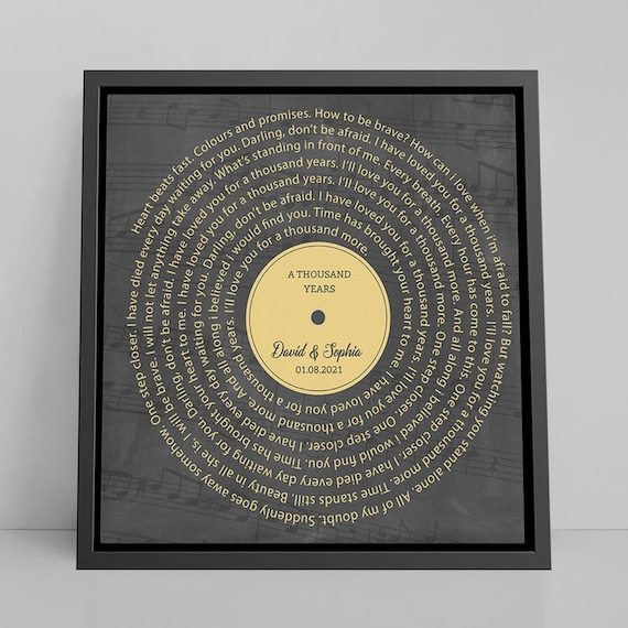 Song Lyrics Print Song Lyrics Wall Art Vinyl Record Custom 