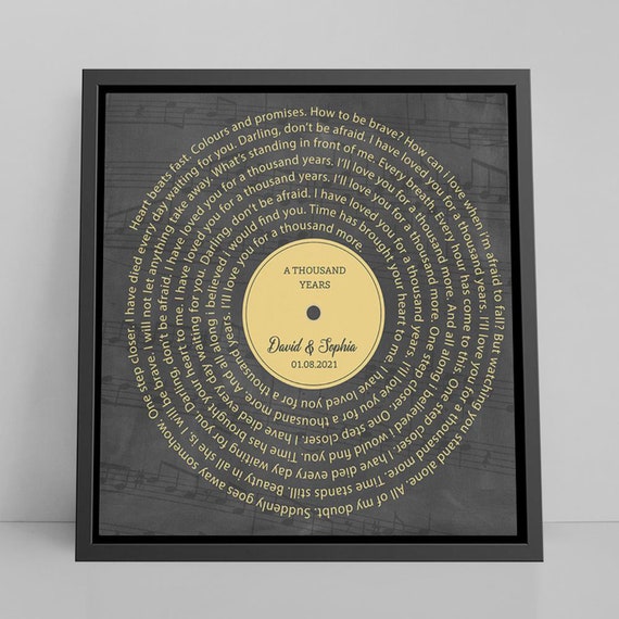 Song Lyrics Print Song Lyrics Wall Art Vinyl Record Custom 