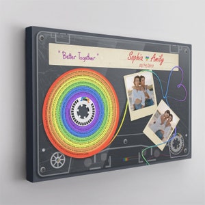 Veilleuse cadre photo couple gay personnalisée - Mariage LGBTQ - Cadeau important - Plaque de chanson personnalisée comme cadeau de Saint-Valentin # S29