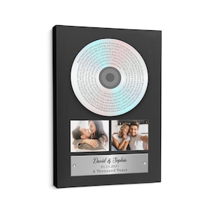 Impression d'art de première danse de paroles de chanson de mariage personnalisée, 1er 2e 3e 5e 10e 20e cadeau d'anniversaire pour mari, cadeau de mariage personnalisé # S12