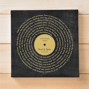 Our First Dance - Vinyl Record Wedding, Song Lyrics for Anniversary Keepsake, Christmas Gift for Couples, Unique Custom Print #S17