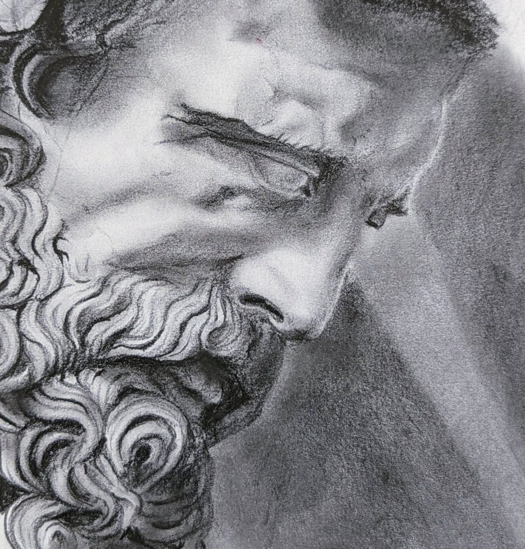 The Gaze of Zeus Original Pencil Drawing of Mythological - Etsy