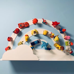 Toniebox Shelf: Magnetic Steel Toy Storage - Rainbow Cloud Design