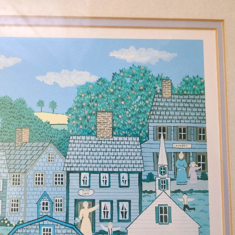 Vintage Cate Mandigo Wall Art 'VILLAGE AFTERNOON' / Etsy