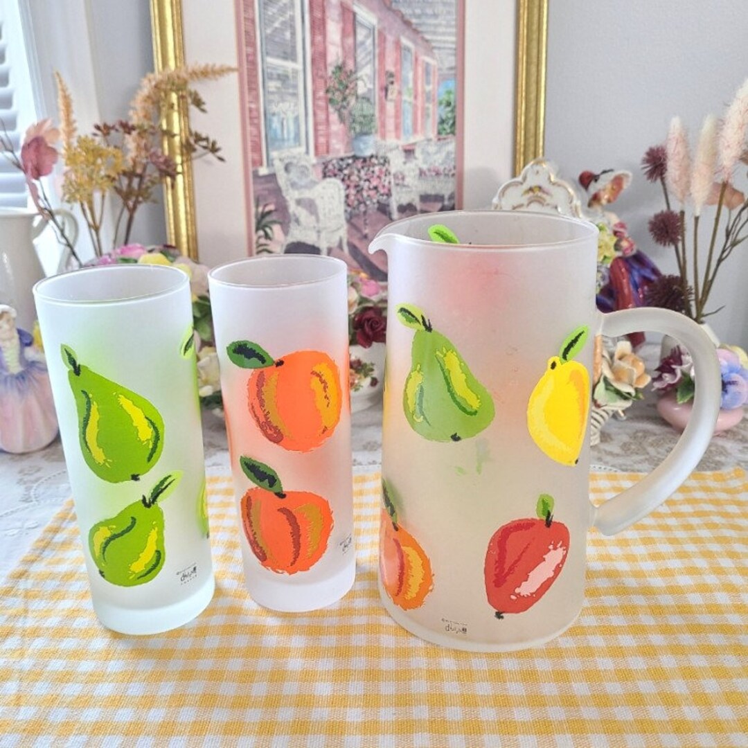 Dartington France Frosted Glass Fruits Tall Tumblers and Etsy