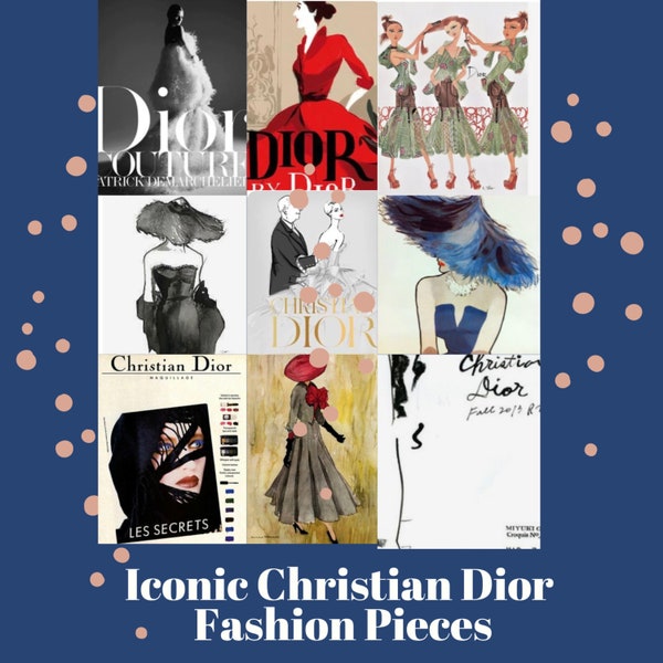 Iconic Vintage Christian Dior Fashion Pieces,Vintage Fashion Digital Prints,Haute Couture Dresses,Christian Dior Bags,Christian Dior Hats,