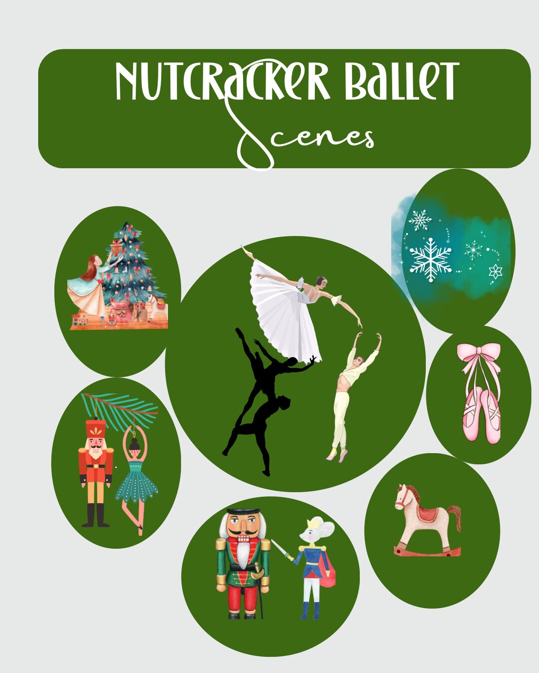 Nutcracker Ballet Scenes , Nutcracker Ballerina Christmas, Digital
