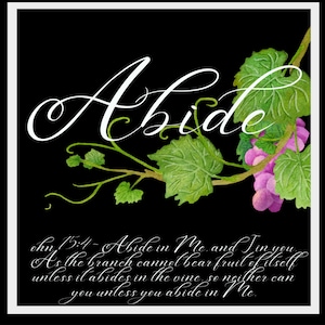 Watercolor Grape Leaf Vine  withTendrils  Illustrating Abide Bible Verse